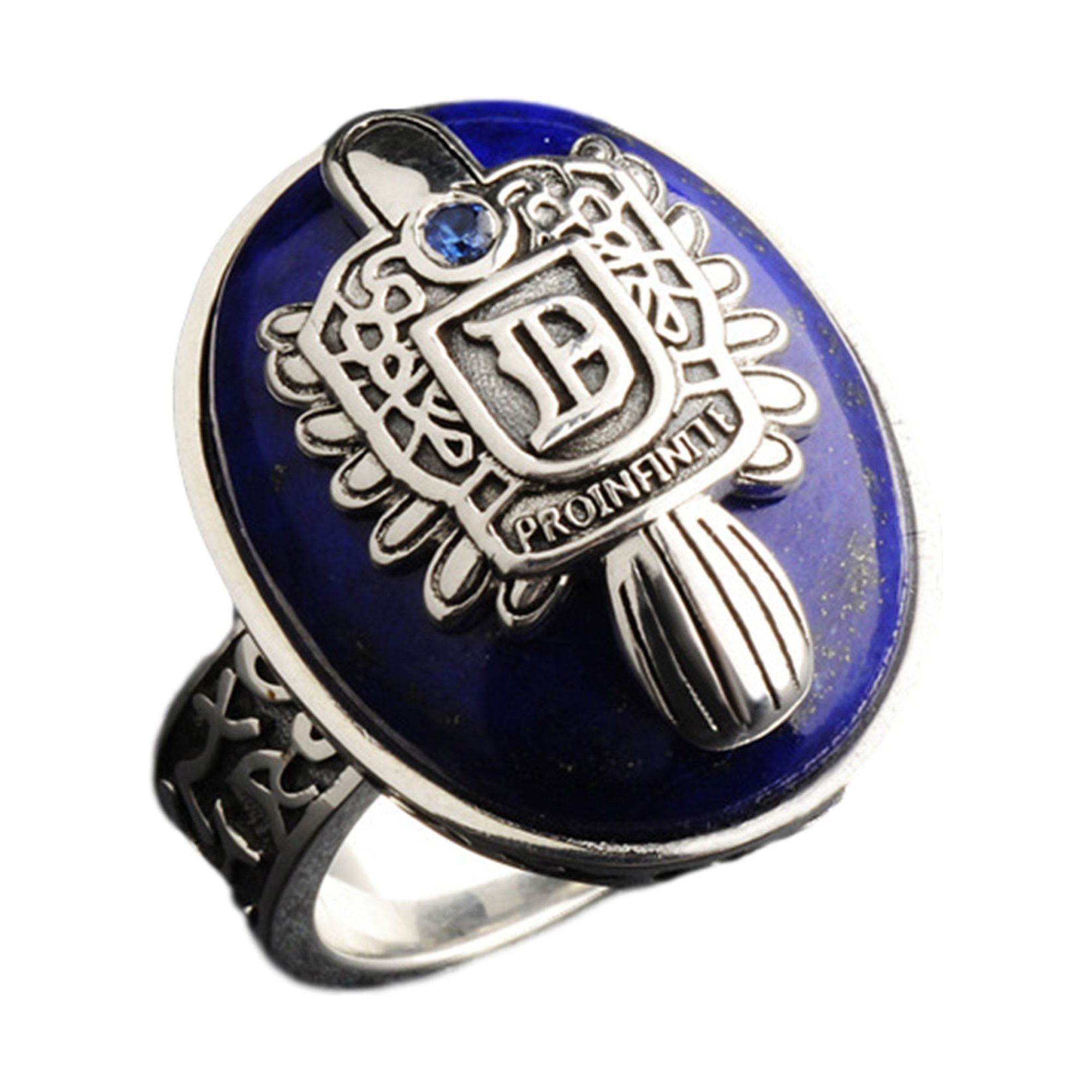 The Vampire Diaries Rings Real 925 Sterling Silver Damon Salvatore Ring  Men's With Lapis Lazuli Natural Stone Customized Jewelry
